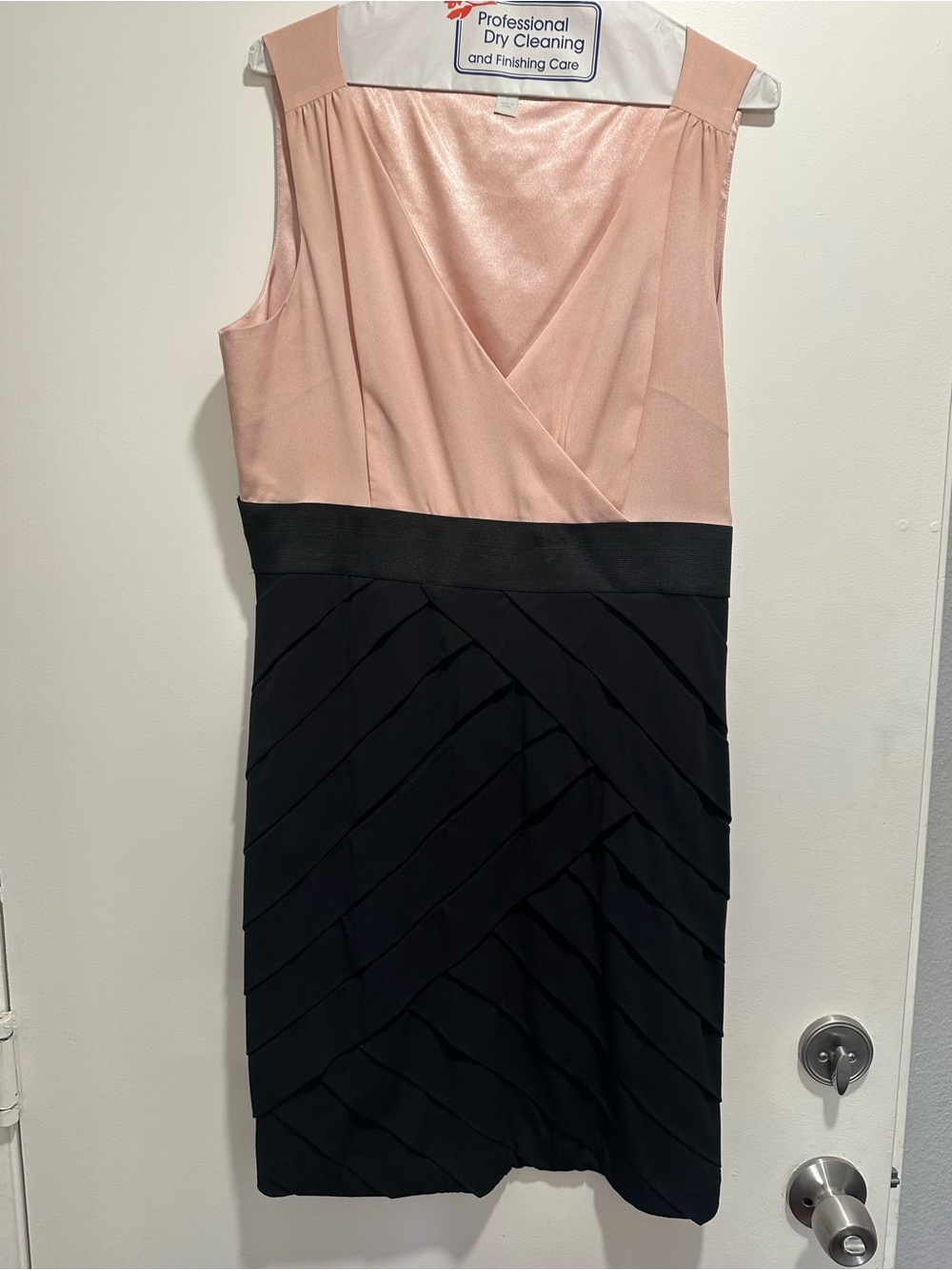 New York & Company Blush Pink and Black Sleeveless Midi Dress